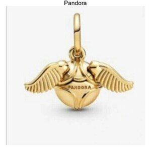 New Pandora Shine Gold Harry Potter Golden Snitch Wings Pendant Charm